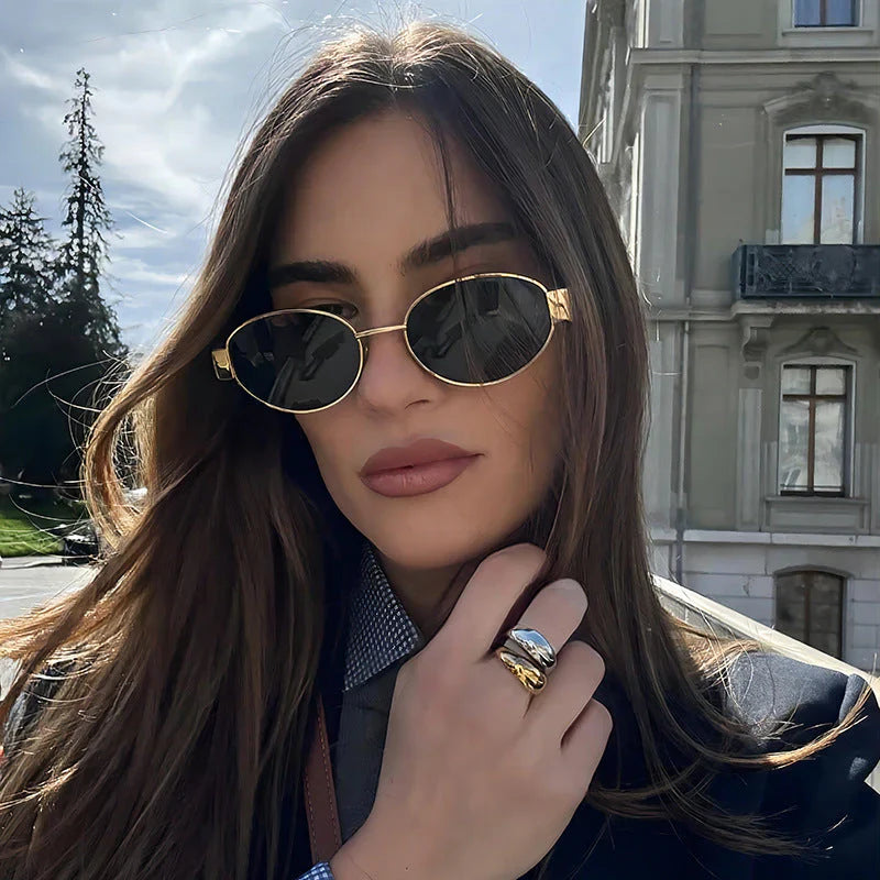 Vintage Oval Metal Frame Glasses Unisex