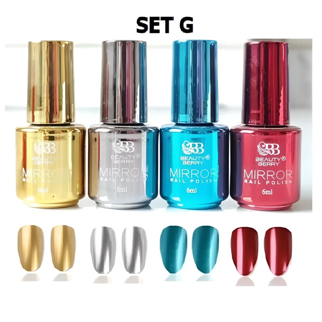 Metallic Mirror Finish Glass Nail Polish Pack Of 4