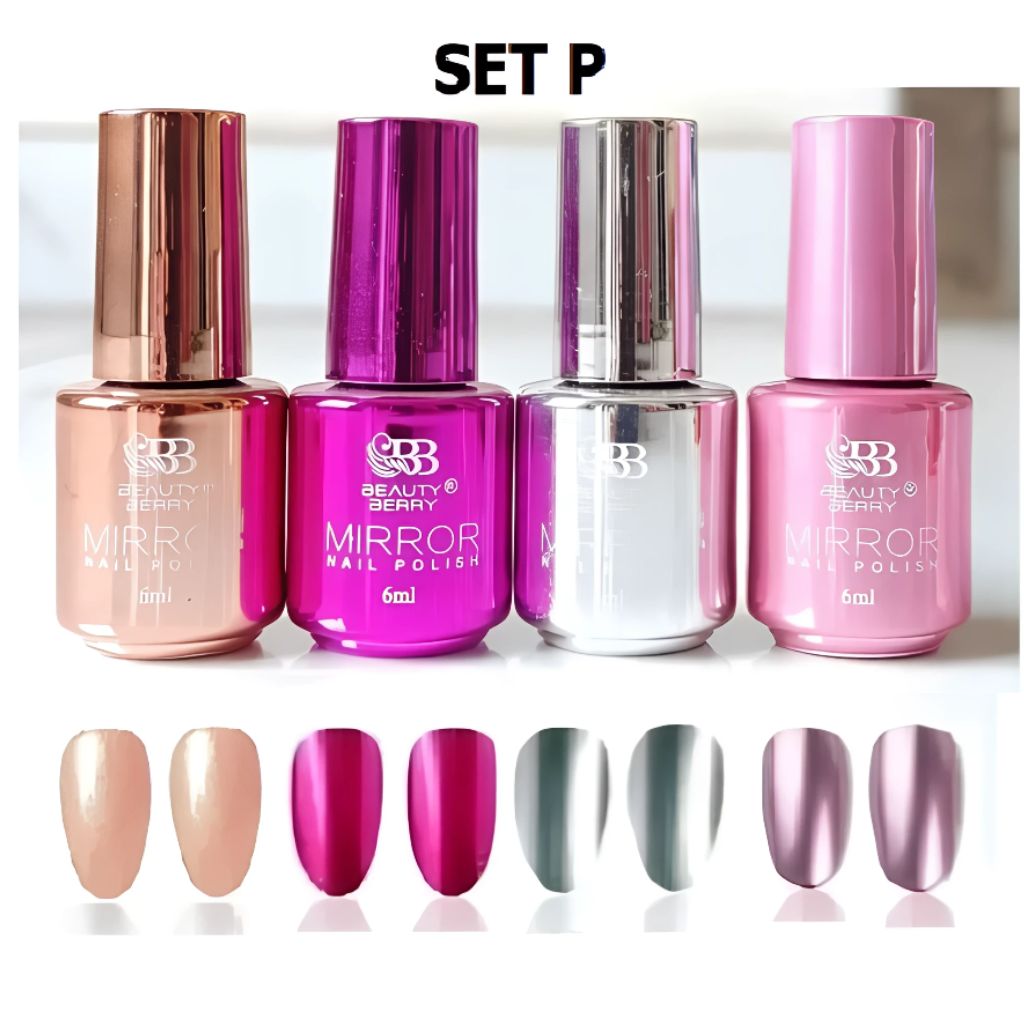 Metallic Mirror Finish Glass Nail Polish Pack Of 4