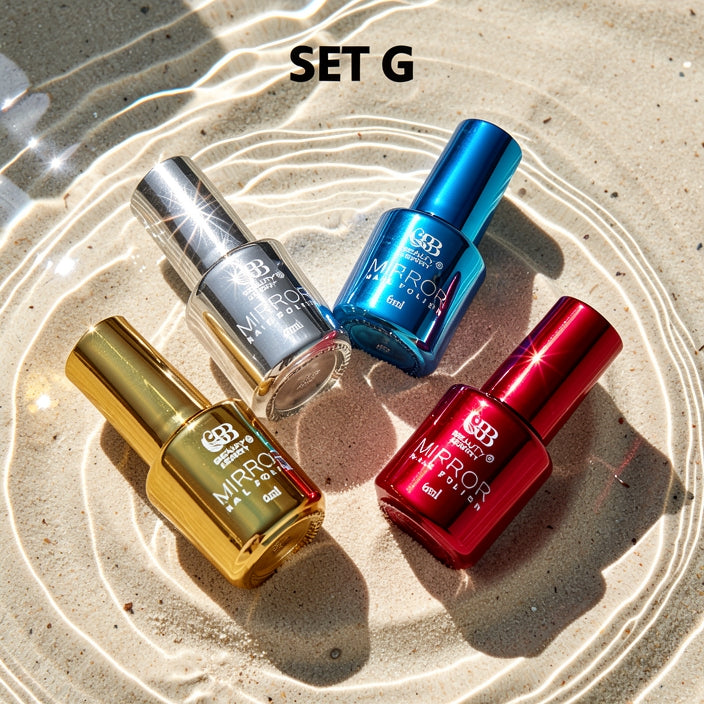 Metallic Mirror Finish Glass Nail Polish Pack Of 4