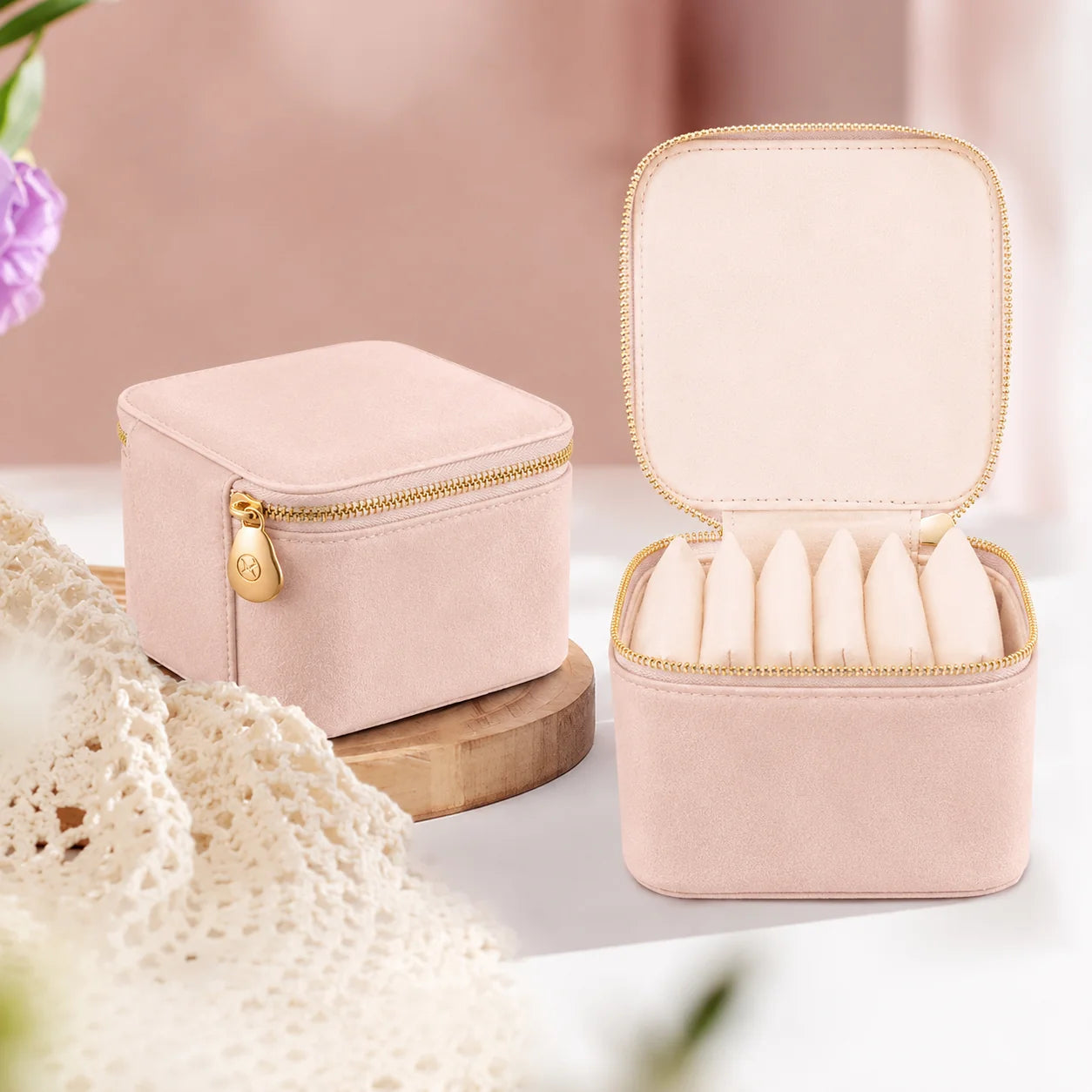 Travel Jewellery Organizer with 6 Zipper Pouches