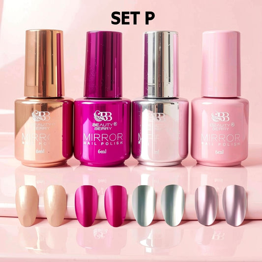 Metallic Mirror Finish Glass Nail Polish Pack Of 4