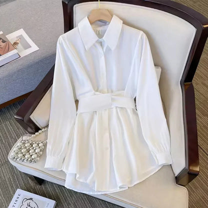 DROP SHOULDER FOLD PLEATED SHIRT DRESS