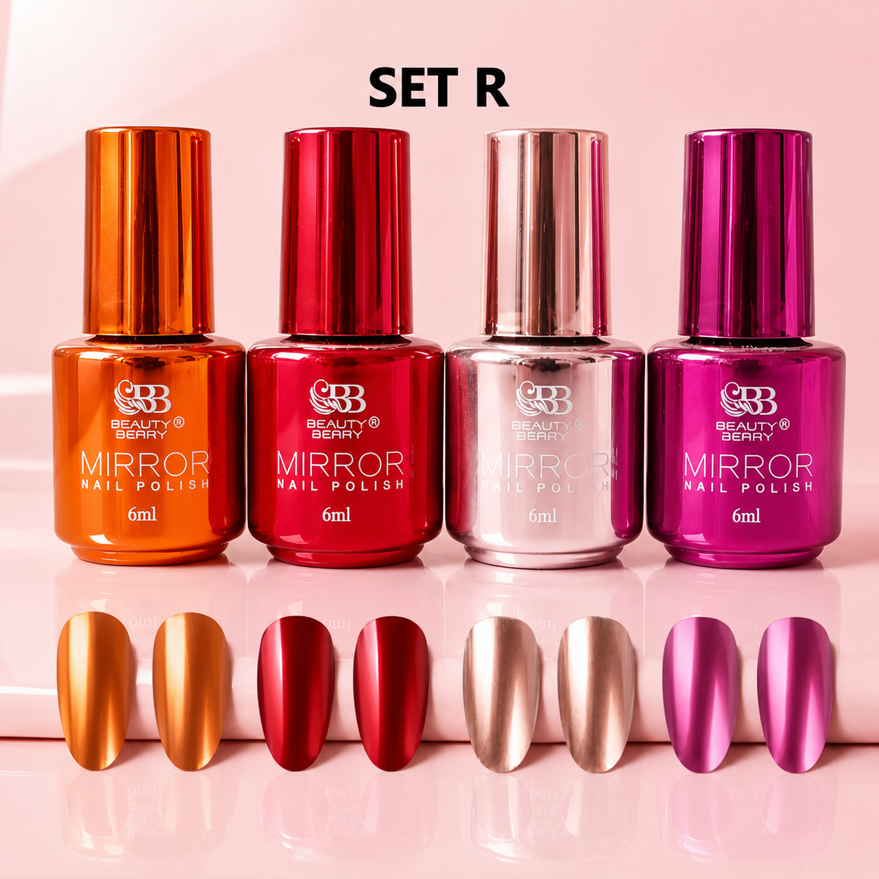 Metallic Mirror Finish Glass Nail Polish Pack Of 4
