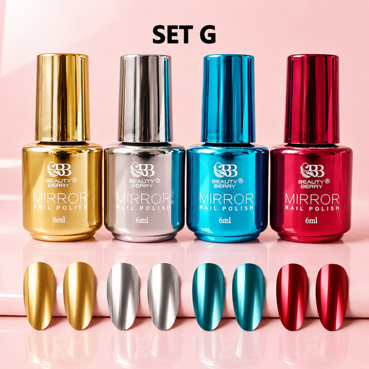 Metallic Mirror Finish Glass Nail Polish Pack Of 4