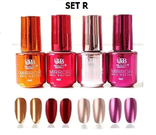 Metallic Mirror Finish Glass Nail Polish Pack Of 4