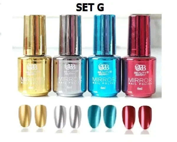 Metallic Mirror Finish Glass Nail Polish Pack Of 4