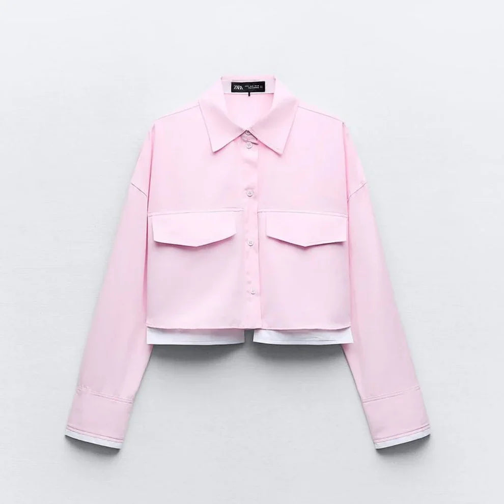 LONG SLEEVE TURN DOWN COLLAR SHIRT