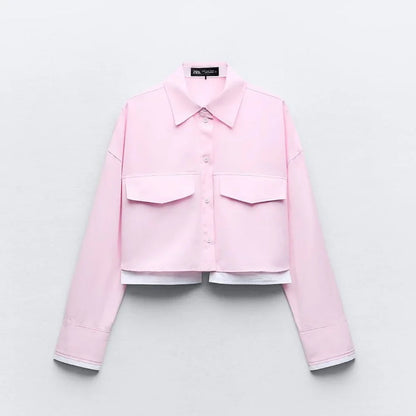 LONG SLEEVE TURN DOWN COLLAR SHIRT