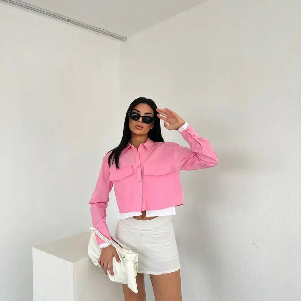 LONG SLEEVE TURN DOWN COLLAR SHIRT