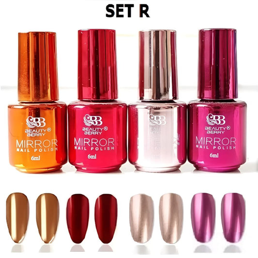 Metallic Mirror Finish Glass Nail Polish Pack Of 4