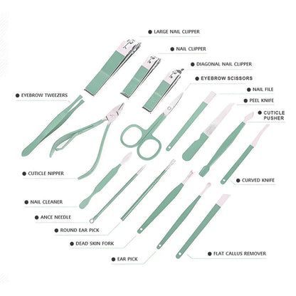 Manicure Pedicure Nail Clipper Set 16 Pieces
