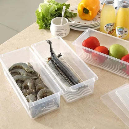 Multipurpose Fridge Storage Box With Drain Plate Pack Of 6